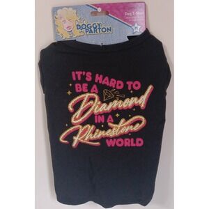 Doggy Parton Dog T-shirt M It's Hard To Be A Diamond In A Rhinestone World Black